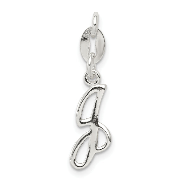 Carat in Karats Sterling Silver Letter J Initial Charm Pendant (0.59 Inch x 0.31 Inch)