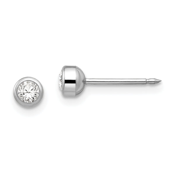 Carat in Karats 14K White Gold Created Crystal Stud Post Earrings (4 mm x 4 mm)