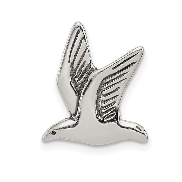 Carat in Karats Sterling Silver Antiqued Seagull Charm Pendant (19mm x 14mm)