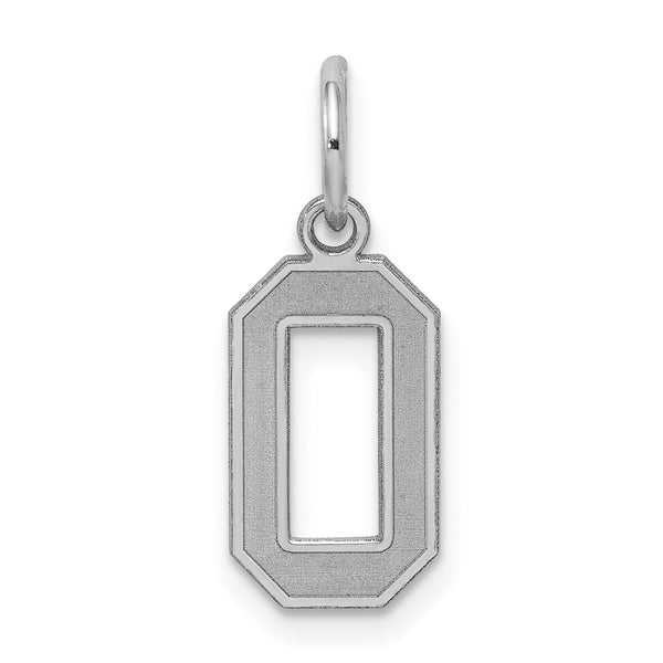 Carat in Karats Sterling Silver Polished Laser Design Rhodium-Plated Satin Number 0 Charm Pendant (0.74 Inch x 0.27 Inch)