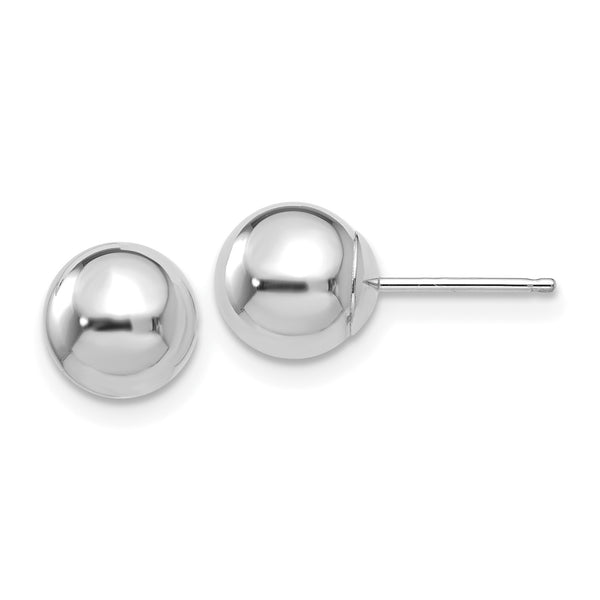 Carat in Karats 14K White Gold Polished Ball Post Earrings (7mm x 7mm)