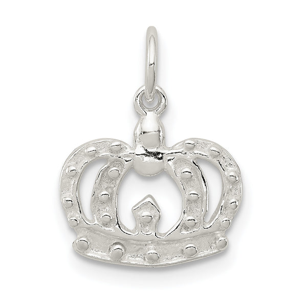 Carat in Karats Sterling Silver Polished Crown Charm Pendant (0.47 Inch x 0.47 Inch)