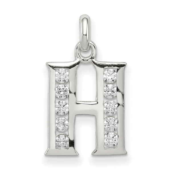 Carat in Karats Sterling Silver Cubic Zirconia Letter H Initial Charm Pendant