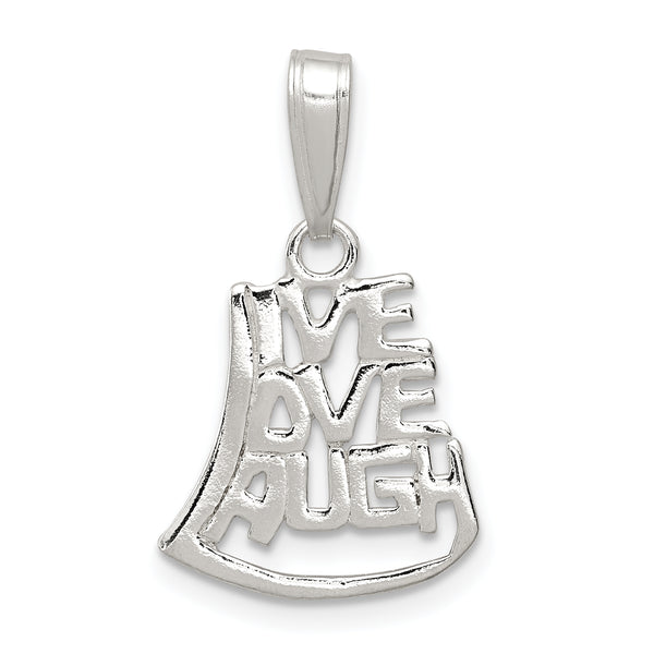 "Carat in Karats Sterling Silver Polished Live, Love, Laugh Charm Pendant (0.98 Inch x 0.59 Inch)"