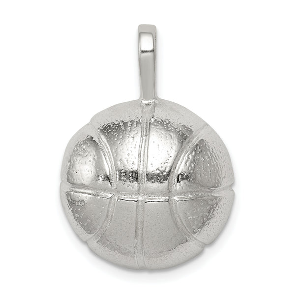Carat in Karats Sterling Silver Polished Finish Basketball Charm Pendant (26mm x 17mm)