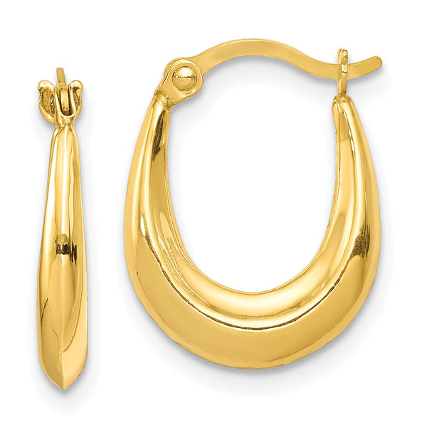 Carat in Karats 10K Yellow Gold Hollow Hoop Earrings (15mm x 12mm)