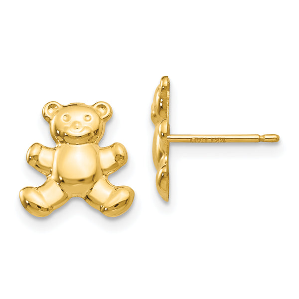 Carat in Karats 14K Yellow Gold Teddy Bear Post Earrings (11mm x 10mm)