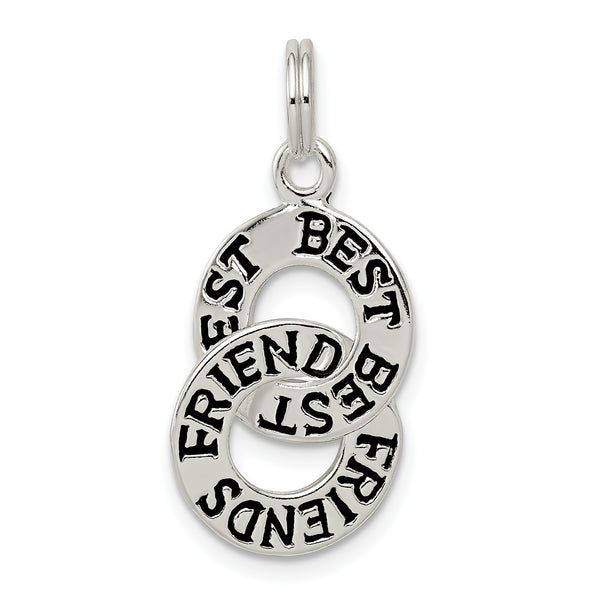 Carat in Karats Sterling Silver Polished Best Friends Charm Pendant (0.86 Inch x 0.47 Inch)