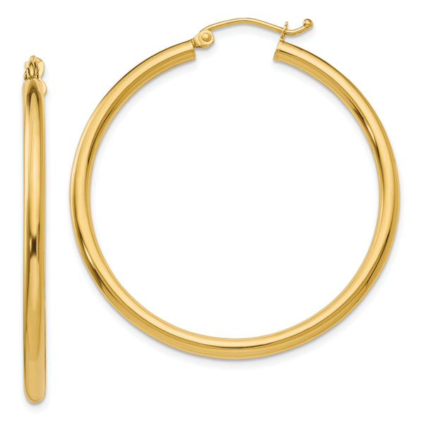 Carat in Karats 14K Yellow Gold Polished Lightweight Tube Hoop Earrings (40mm x 40mm)