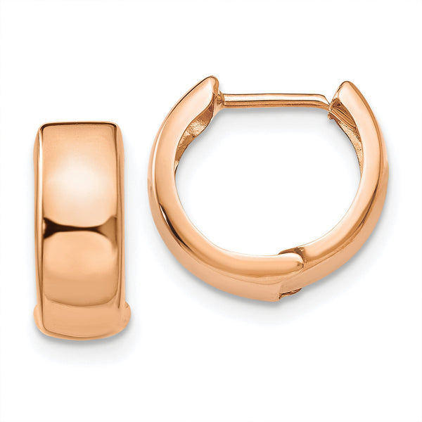 Carat in Karats 14K Rose Gold Hinged Hoop Earrings (15mm x 6mm)