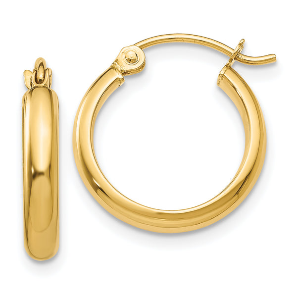 Carat in Karats 14K Yellow Gold Round Tube Hoop Earrings (12mm x 2.75mm)
