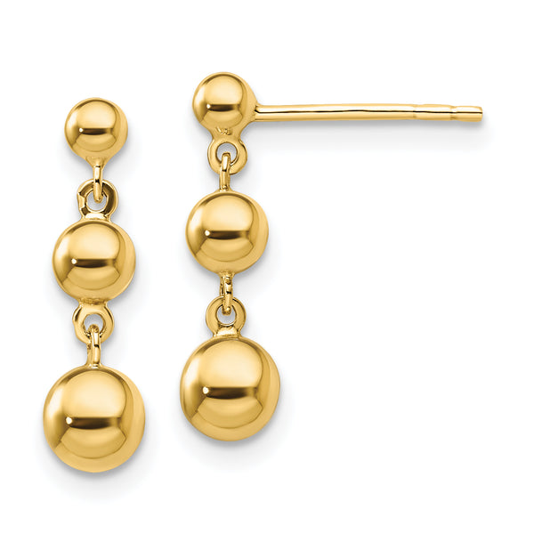 Carat in Karats 14K Yellow Gold Graduated Ball Post Earrings (18mm x 5mm)
