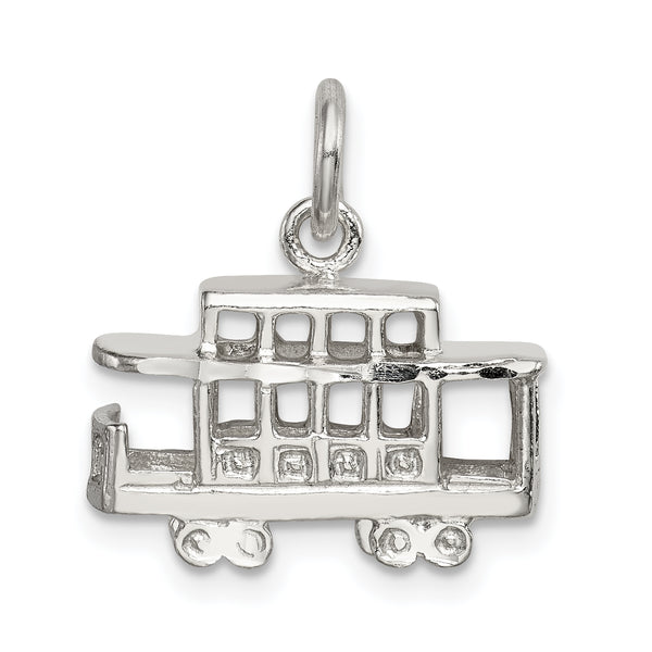 Carat in Karats Sterling Silver Polished Finish Caboose Charm Pendant (14mm x 18mm)