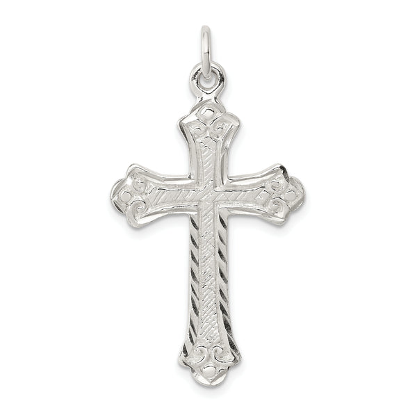 Carat in Karats Sterling Silver Polished Cross Charm Pendant (1.33 Inch x 0.82 Inch)