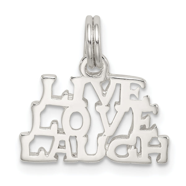 "Carat in Karats Sterling Silver Polished Live, Love, Laugh Charm Pendant (0.7 Inch x 0.7 Inch)"