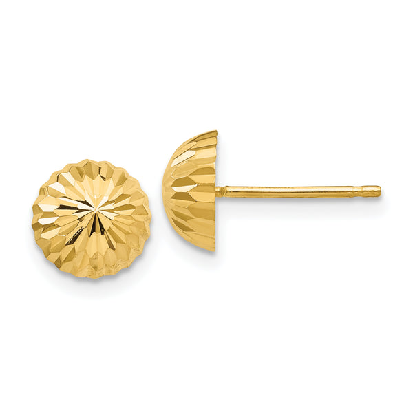 Carat in Karats 10K Yellow Gold Diamond-Cut Domed Post Earrings (8mm x 8mm)