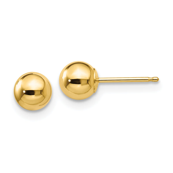 Carat in Karats 10K Yellow Gold Polished Ball Post Earrings (5mm x 5mm)