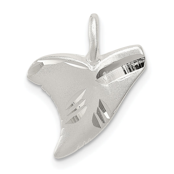 Carat in Karats Sterling Silver Diamond-Cut Shark Tooth Charm Pendant (0.74 Inch x 0.55 Inch)