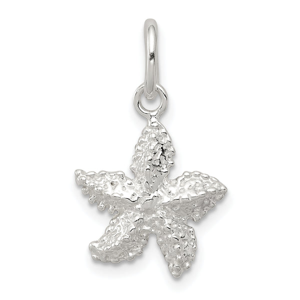 Carat in Karats Sterling Silver Polished Starfish Charm Pendant (0.7 Inch x 0.55 Inch)
