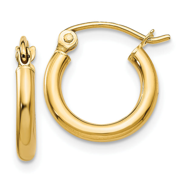 Carat in Karats 10K Yellow Gold Polished Tube Hoop Earrings (9mm x 12.25mm)