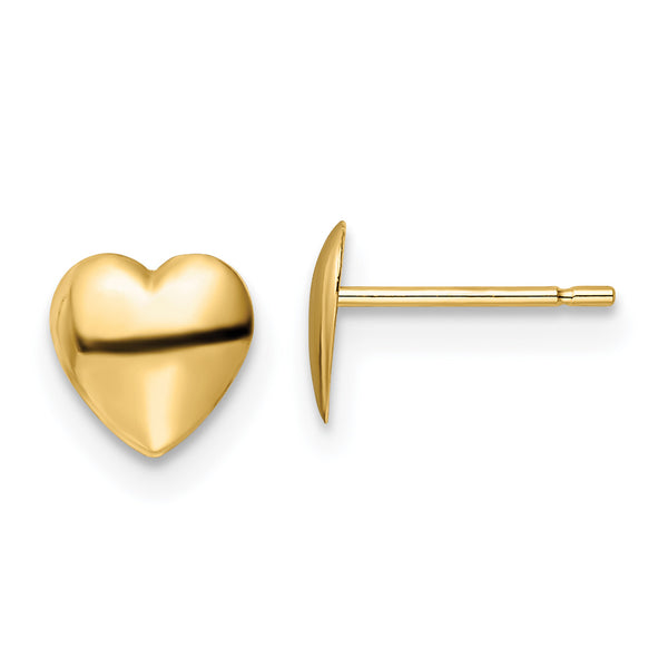 Carat in Karats 14K Yellow Gold Polished Heart Post Earrings (6.25mm x 6.25mm)