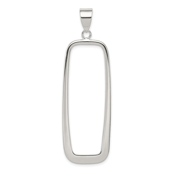 Carat in Karats Sterling Silver Polished Finish Rectangle Charm Pendant (61mm x 17mm)