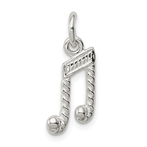 Carat in Karats Sterling Silver Polished Music Notes Charm Pendant (0.66 Inch x 0.33 Inch)