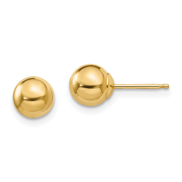 Carat in Karats 14K Yellow Gold Madi Polished Ball Post Earrings (6mm x 6mm)