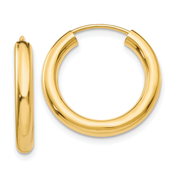 Carat in Karats 14K Yellow Gold Polished Endless Tube Hoop Earrings (20mm x 20mm)