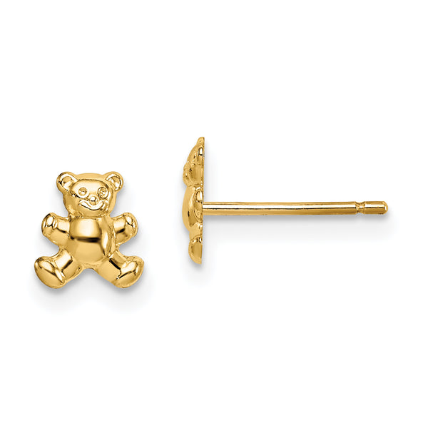 Carat in Karats 14K Yellow Gold Madi Teddy Bear Post Earrings (6.3mm)