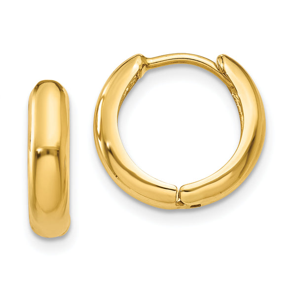 Carat in Karats 10K Yellow Gold Polished Hinged Hoop Earrings (11mm x 12mm)
