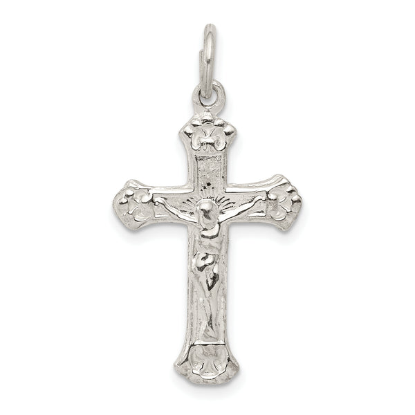 Carat in Karats Sterling Silver Polished Crucifix Charm Pendant (1.25 Inch x 0.62 Inch)