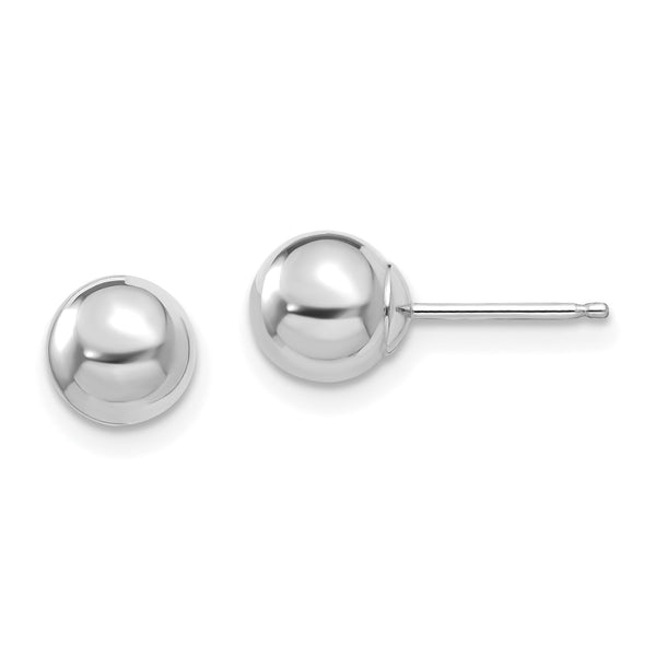 Carat in Karats 14K White Gold Madi Polished Ball Post Earrings (6mm x 6mm)