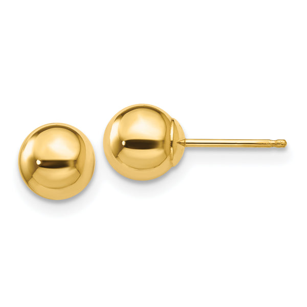 Carat in Karats 10K Yellow Gold Polished Ball Post Earrings (6mm x 6mm)