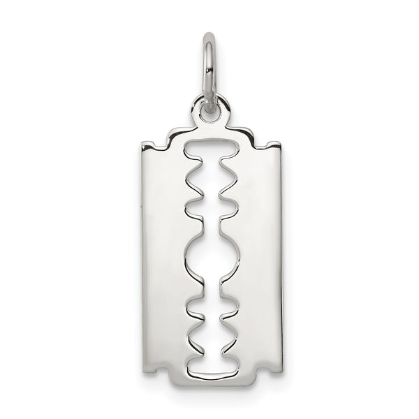 Carat in Karats Sterling Silver Polished Razor Blade Charm Pendant (0.78 Inch x 0.37 Inch)