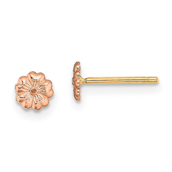 Carat in Karats 14K Two-Tone With Post Flower Post Earrings (4.4mm x 4.4mm)