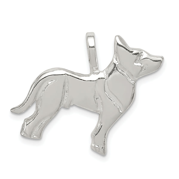 Carat in Karats Sterling Silver Dog Charm Pendant (21mm x 23mm)