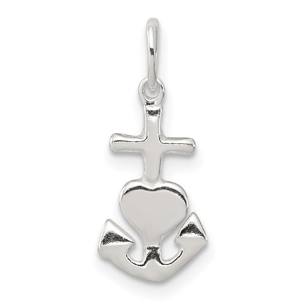 "Carat in Karats Sterling Silver Polished Finish Hope, Faith, And Charity Charm Pendant (15mm x 7mm)"