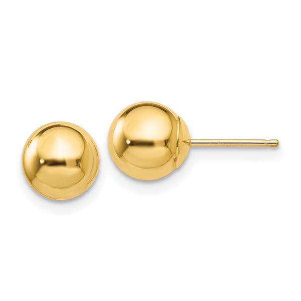 Carat in Karats 10K Yellow Gold Polished Ball Post Earrings (7mm x 7mm)