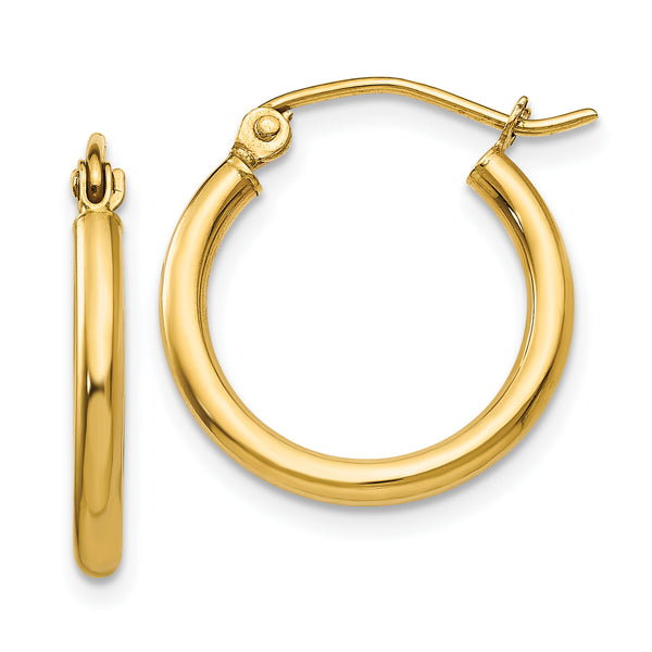 Carat in Karats 10K Yellow Gold Polished Tube Hoop Earrings (13mm x 18.09mm)