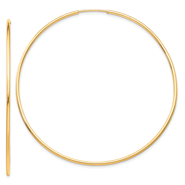 Carat in Karats 10K Yellow Gold Polished Endless Tube Hoop Earrings (55mm x 55mm)