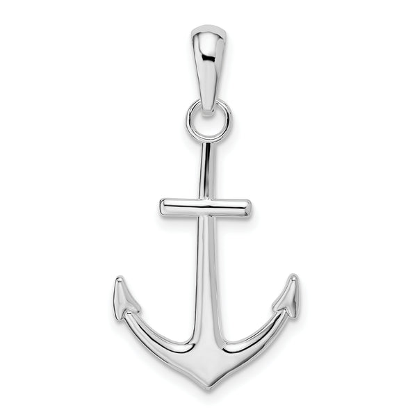 Carat in Karats Sterling Silver Polished Anchor Charm Pendant (1.24 Inch)