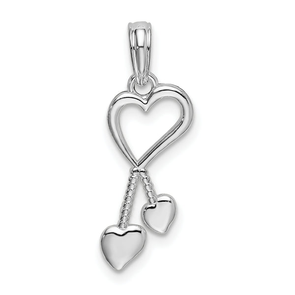 Carat in Karats Sterling Silver Polished Finish Cut-Out Heart With Tassel Charm Pendant (16.8 mm)