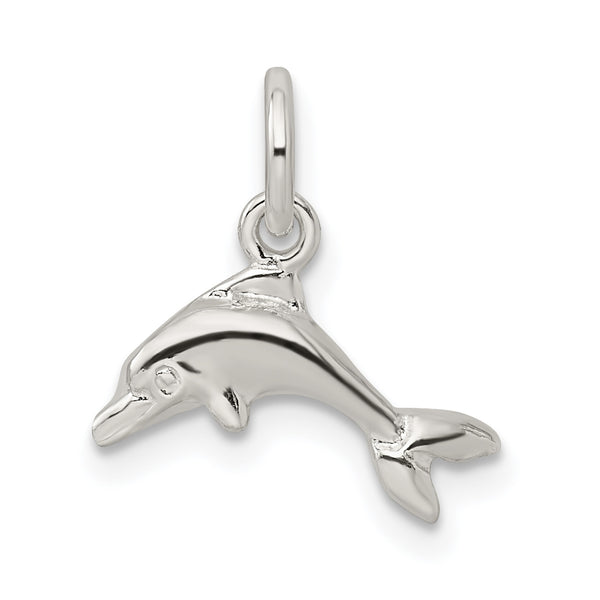 Carat in Karats Sterling Silver Polished Finish Dolphin Charm Pendant (17mm x 16mm)