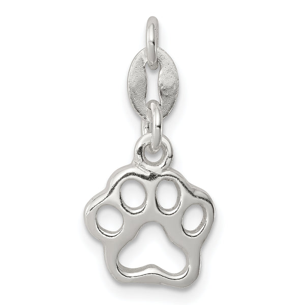 Carat in Karats Sterling Silver Polished Finish Paw Print Charm Pendant (10.3 mm x 10.3 mm)