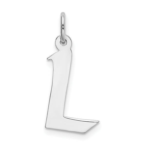 Quilate en quilates Plata de ley rodiada Artesanal Bloque Letra L Inicial Charm Colgante (21 mm x 13-15 mm)