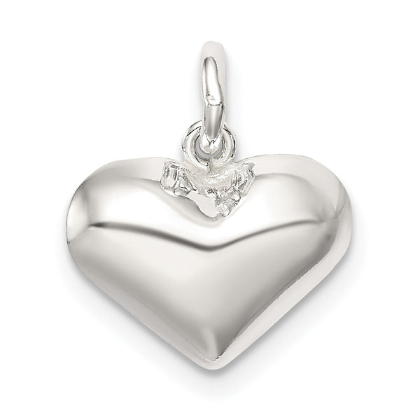 Carat in Karats Sterling Silver Polished Puff Heart Charm Pendant (9.6 mm)