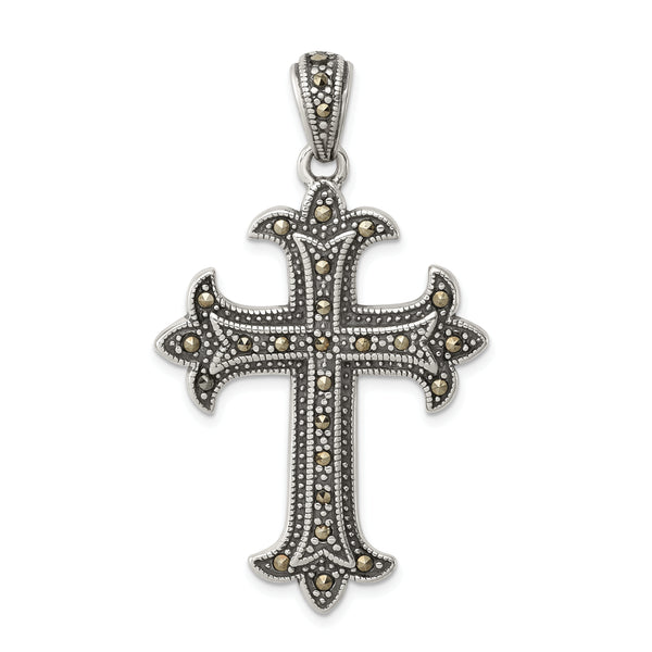 Carat in Karats Sterling Silver Marcasite Cross Pendant (1.97 Inches x Inches 1.1)