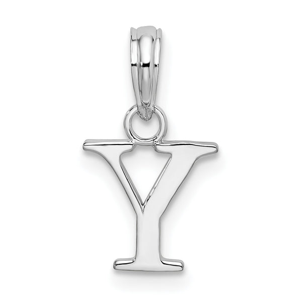 Carat in Karats Sterling Silver Polished Finish Block Initial Letter Y Charm Pendant