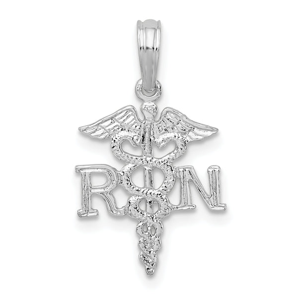 Quilate en quilates de plata de ley pulida Rn Caduceus Charm Pendant (0.86 pulgadas x 0.49 pulgadas)